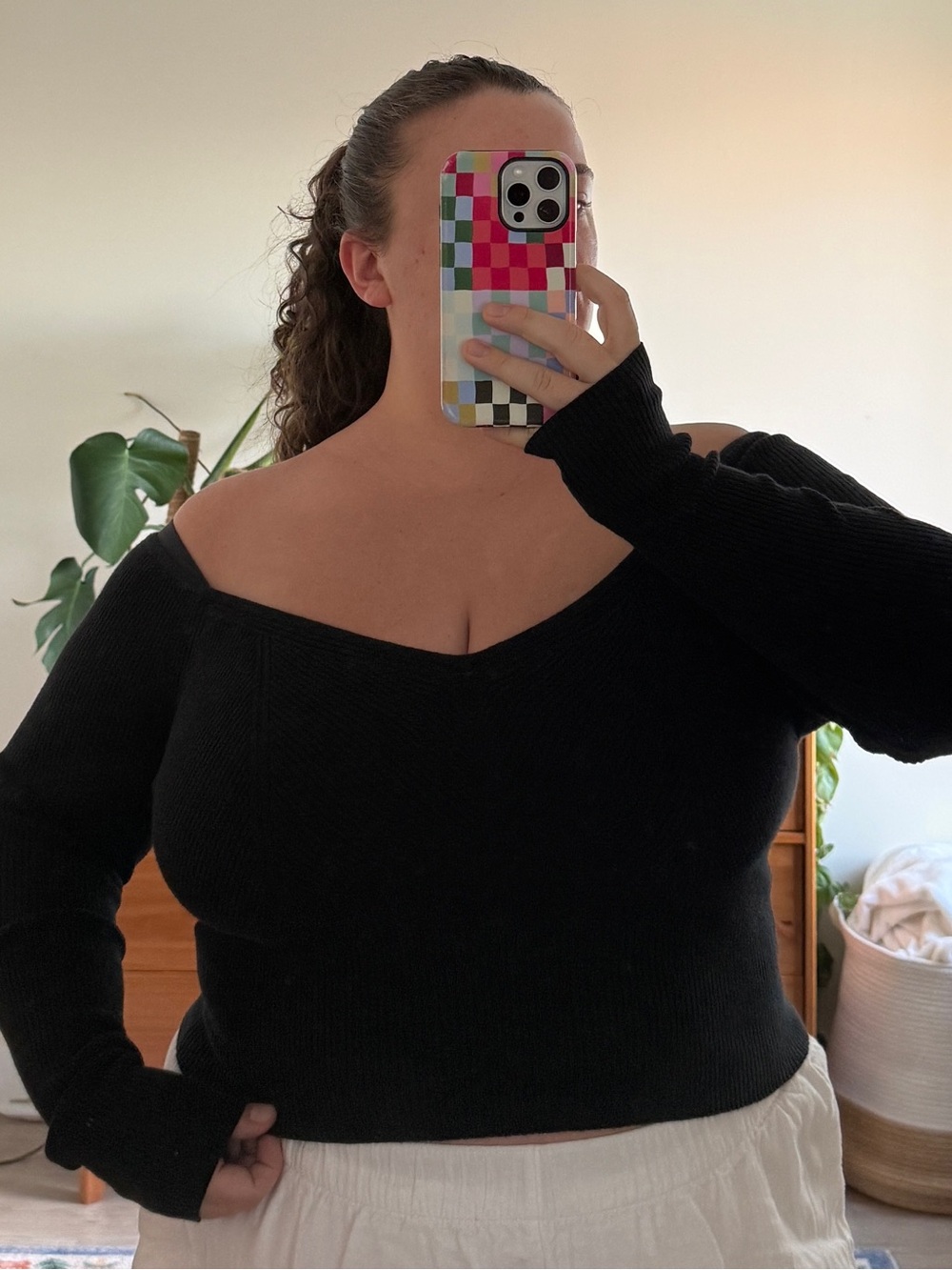 Abercrombie & Fitch black off the shoulder sweater top